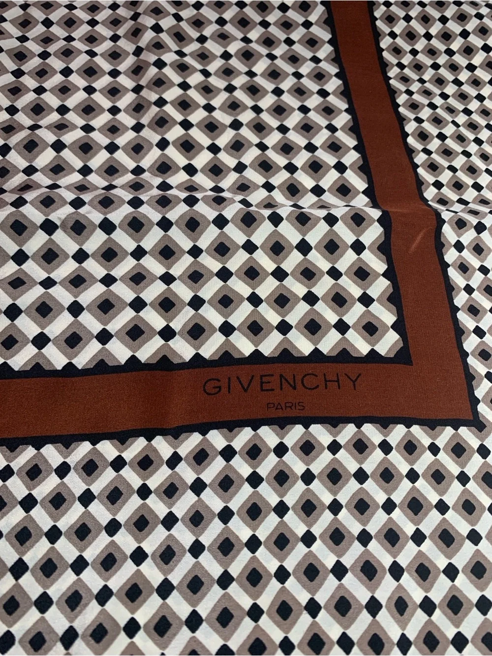 Givenchy Geometric Silk Scarf in Brown, Black & Cream